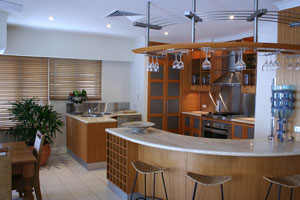 modern wood and stainless steel kitchen